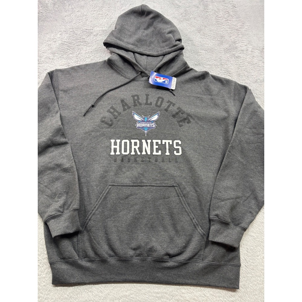 NBA‎ Charlotte Hornets Mens Basketball Hoodie Charcoal Grey Large New